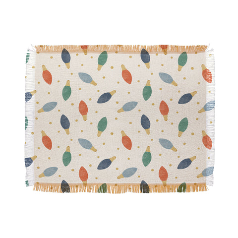 Little Arrow Design Co christmas lights on cream Throw Blanket