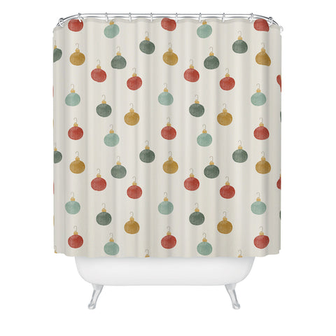 Little Arrow Design Co christmas ornaments on cream Shower Curtain