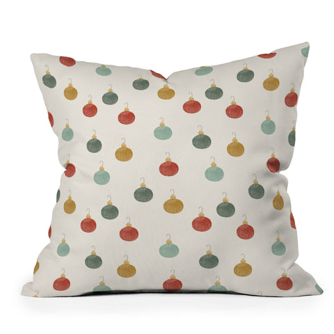 Little Arrow Design Co christmas ornaments on cream Throw Pillow