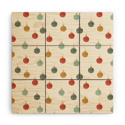 Little Arrow Design Co christmas ornaments on cream Wood Wall Mural