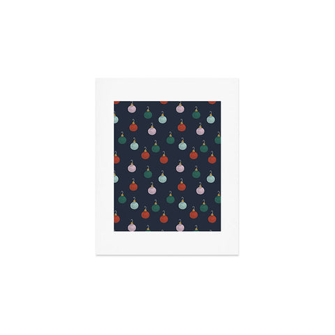 Little Arrow Design Co christmas ornaments on navy Art Print