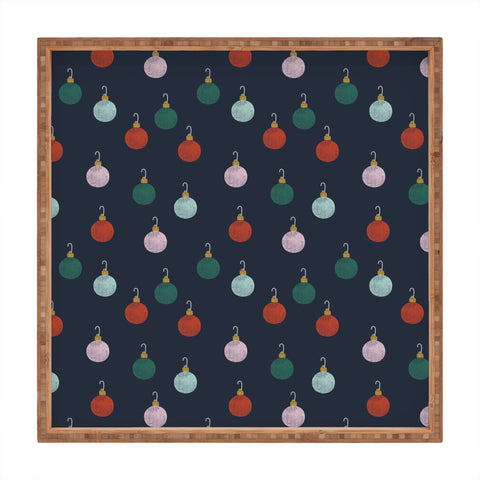 Little Arrow Design Co christmas ornaments on navy Square Tray