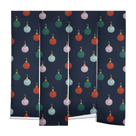 Little Arrow Design Co christmas ornaments on navy Wall Mural