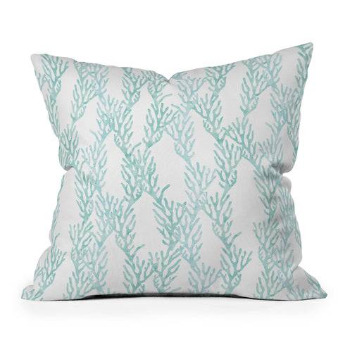 Little Arrow Design Co Coral in Seaglass Throw Pillow