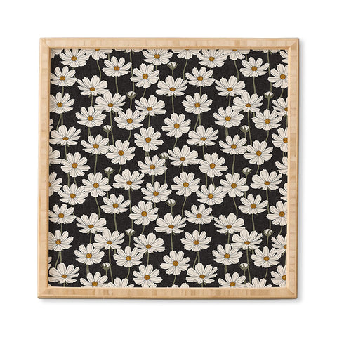 Little Arrow Design Co cosmos floral charcoal Framed Wall Art