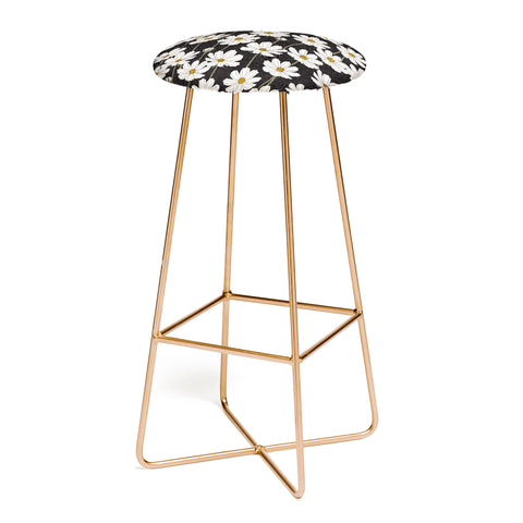 Little Arrow Design Co cosmos floral charcoal Bar Stool