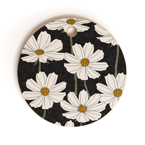 Little Arrow Design Co cosmos floral charcoal Cutting Board Round