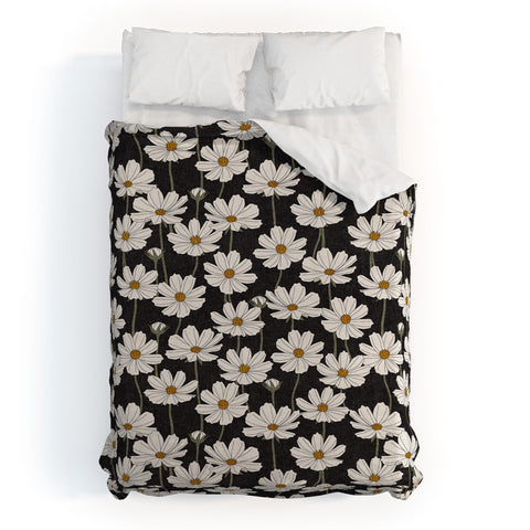 Little Arrow Design Co cosmos floral charcoal Duvet Cover