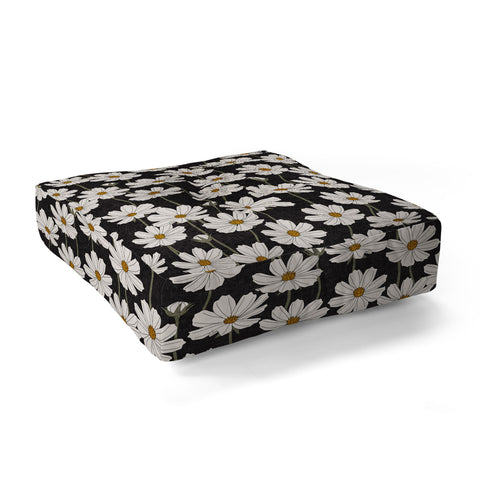 Little Arrow Design Co cosmos floral charcoal Floor Pillow Square