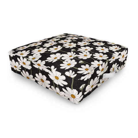 Little Arrow Design Co cosmos floral charcoal Outdoor Floor Cushion