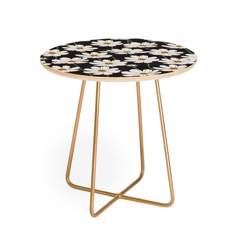Little Arrow Design Co cosmos floral charcoal Round Side Table