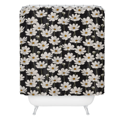 Little Arrow Design Co cosmos floral charcoal Shower Curtain