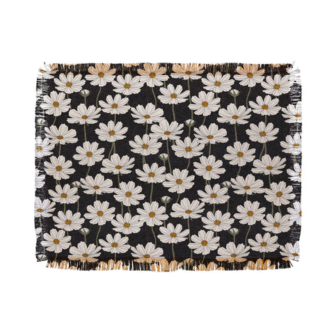 Little Arrow Design Co cosmos floral charcoal Throw Blanket