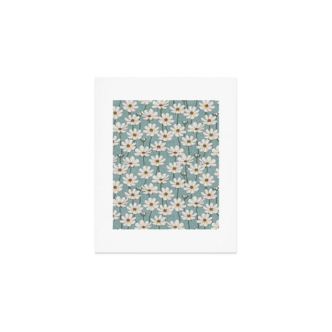 Little Arrow Design Co cosmos floral dusty blue Art Print