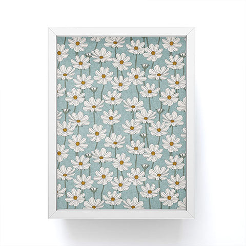 Little Arrow Design Co cosmos floral dusty blue Framed Mini Art Print