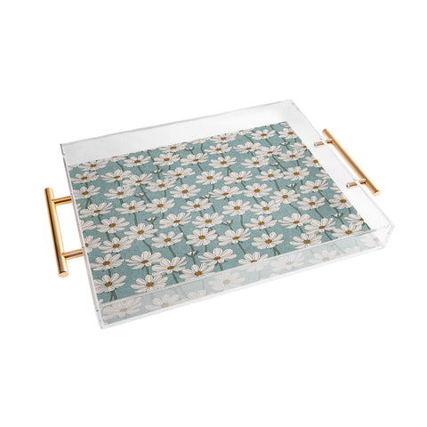 Little Arrow Design Co cosmos floral dusty blue Acrylic Tray