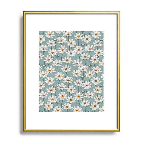 Little Arrow Design Co cosmos floral dusty blue Metal Framed Art Print