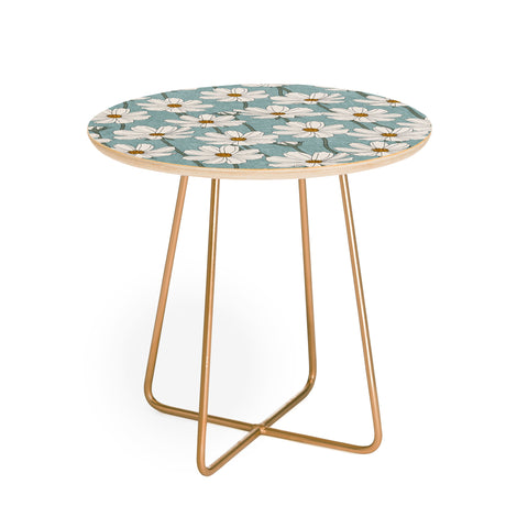 Little Arrow Design Co cosmos floral dusty blue Round Side Table