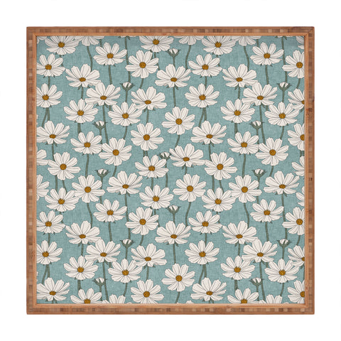 Little Arrow Design Co cosmos floral dusty blue Square Tray