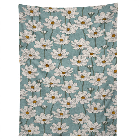 Little Arrow Design Co cosmos floral dusty blue Tapestry