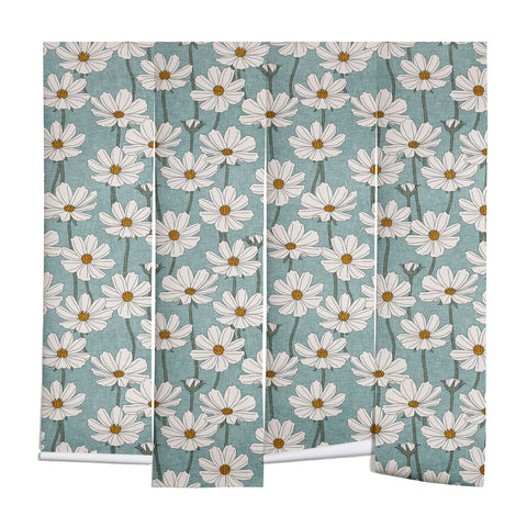 Little Arrow Design Co cosmos floral dusty blue Wall Mural
