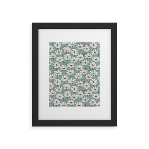 Little Arrow Design Co cosmos floral dusty blue Framed Art Print