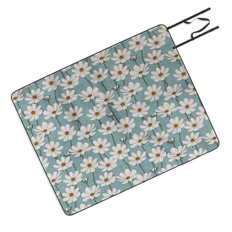 Little Arrow Design Co cosmos floral dusty blue Picnic Blanket