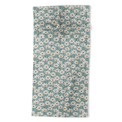 Little Arrow Design Co cosmos floral dusty blue Beach Towel