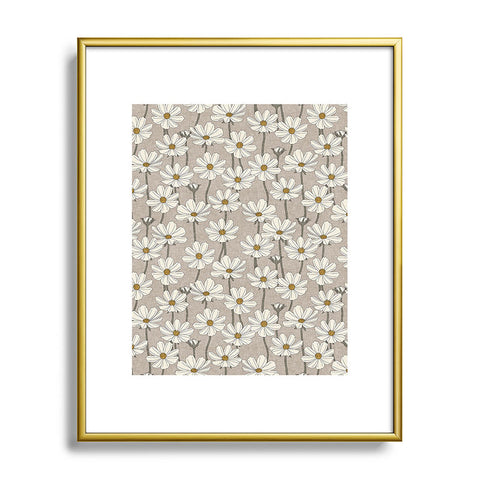Little Arrow Design Co cosmos floral neutrals Metal Framed Art Print