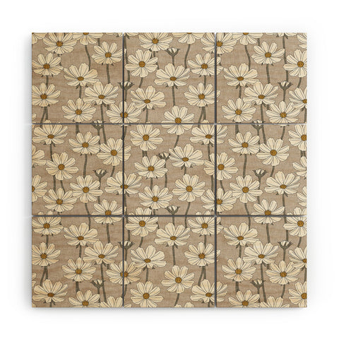Little Arrow Design Co cosmos floral neutrals Wood Wall Mural