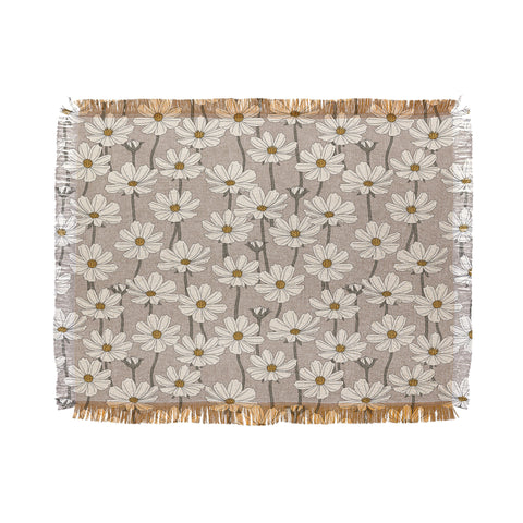 Little Arrow Design Co cosmos floral neutrals Throw Blanket