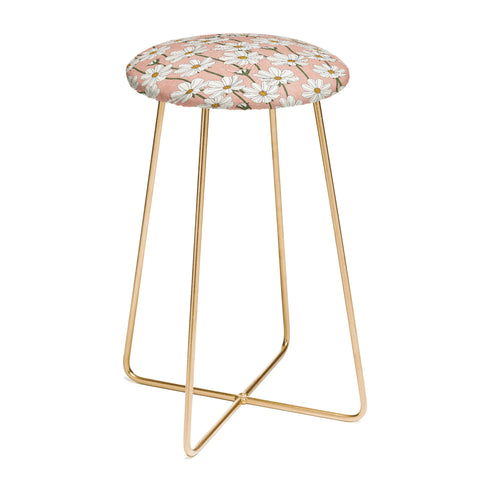Little Arrow Design Co cosmos floral pink Counter Stool
