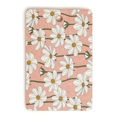 Little Arrow Design Co cosmos floral pink Cutting Board Rectangle