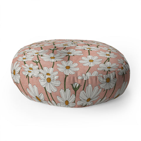 Little Arrow Design Co cosmos floral pink Floor Pillow Round