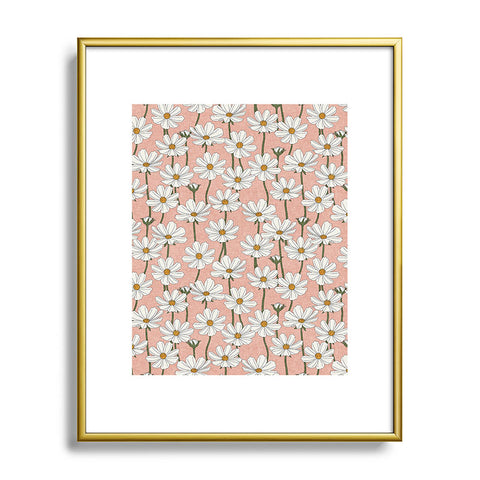 Little Arrow Design Co cosmos floral pink Metal Framed Art Print