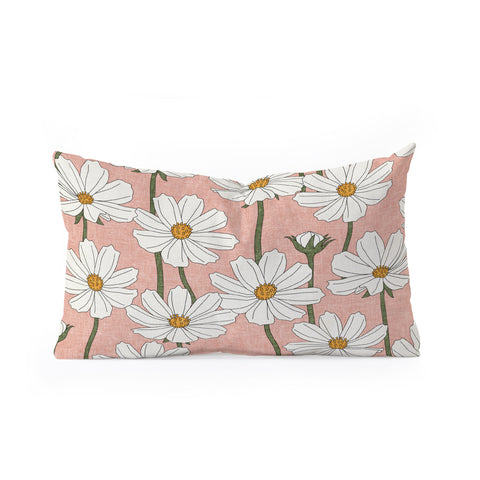 Little Arrow Design Co cosmos floral pink Oblong Throw Pillow