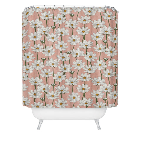 Little Arrow Design Co cosmos floral pink Shower Curtain