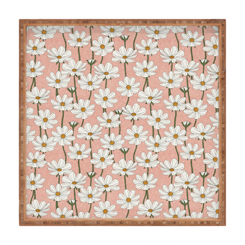 Little Arrow Design Co cosmos floral pink Square Tray