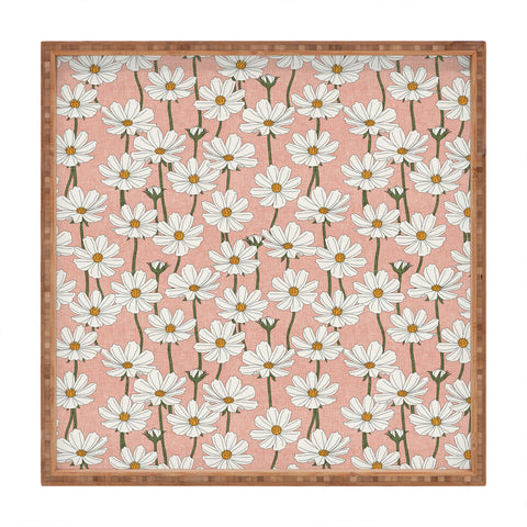 Little Arrow Design Co cosmos floral pink Square Tray