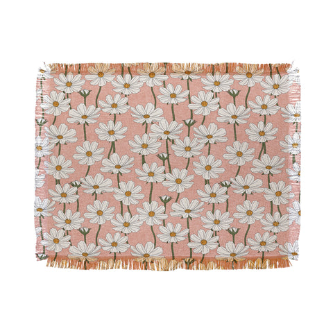 Little Arrow Design Co cosmos floral pink Throw Blanket