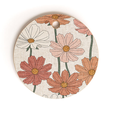 Little Arrow Design Co cosmos floral warm Cutting Board Round