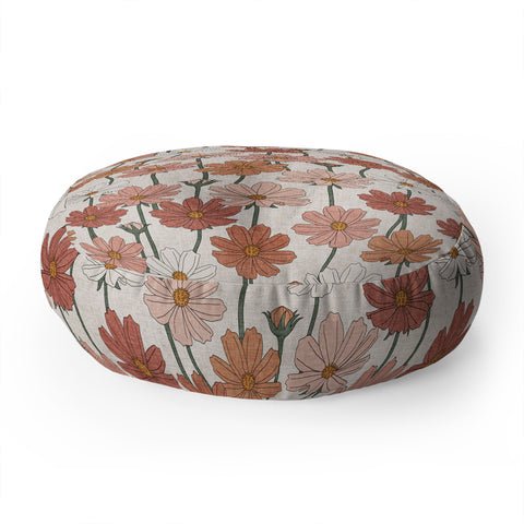 Little Arrow Design Co cosmos floral warm Floor Pillow Round