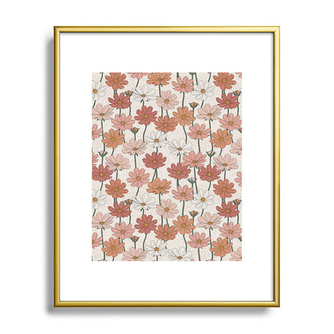 Little Arrow Design Co cosmos floral warm Metal Framed Art Print