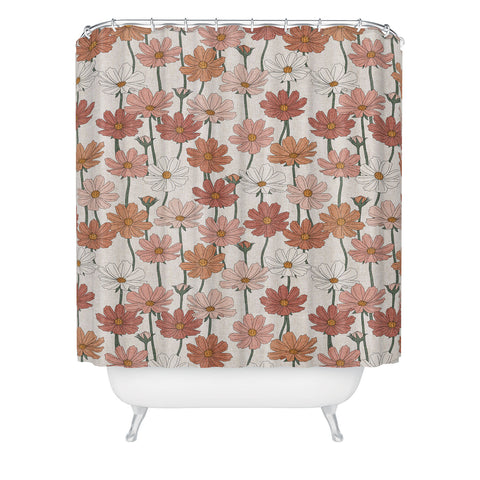 Little Arrow Design Co cosmos floral warm Shower Curtain