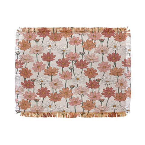 Little Arrow Design Co cosmos floral warm Throw Blanket