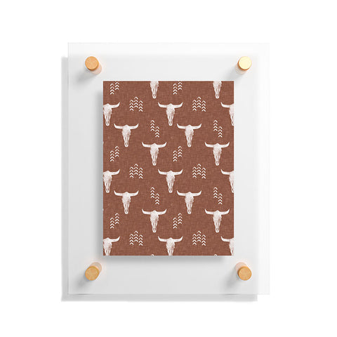 Little Arrow Design Co cow skulls on rust Floating Acrylic Print