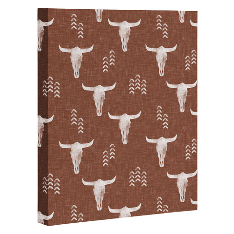Little Arrow Design Co cow skulls on rust Art Canvas