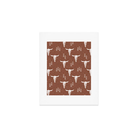 Little Arrow Design Co cow skulls on rust Art Print