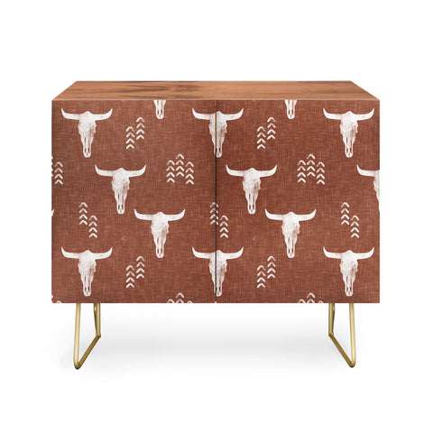 Little Arrow Design Co cow skulls on rust Credenza
