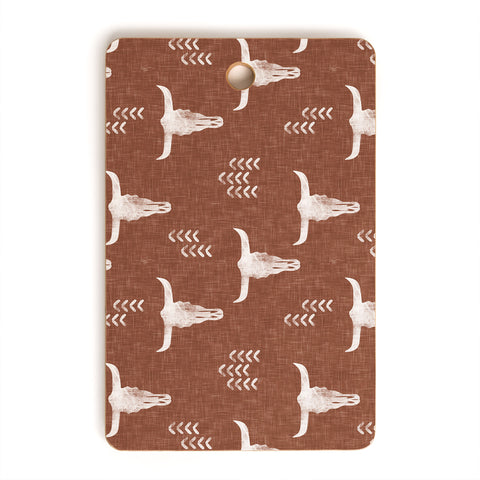 Little Arrow Design Co cow skulls on rust Cutting Board Rectangle